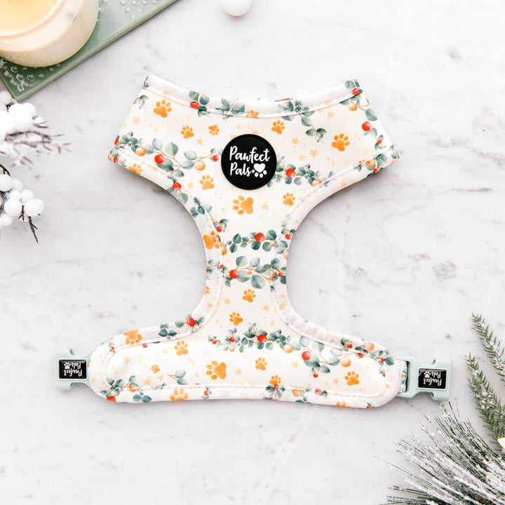 Paws & Stars variant of the Christmas Wishes & Puppy Kisses reversible harness.
