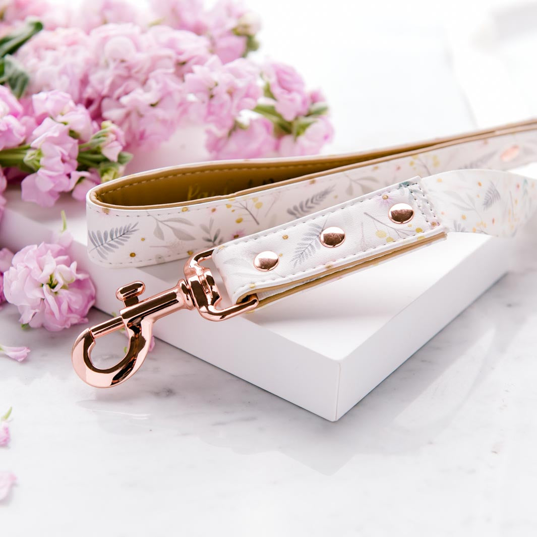 Daisy Baby - Wildflowers vegan leather dog lead.
