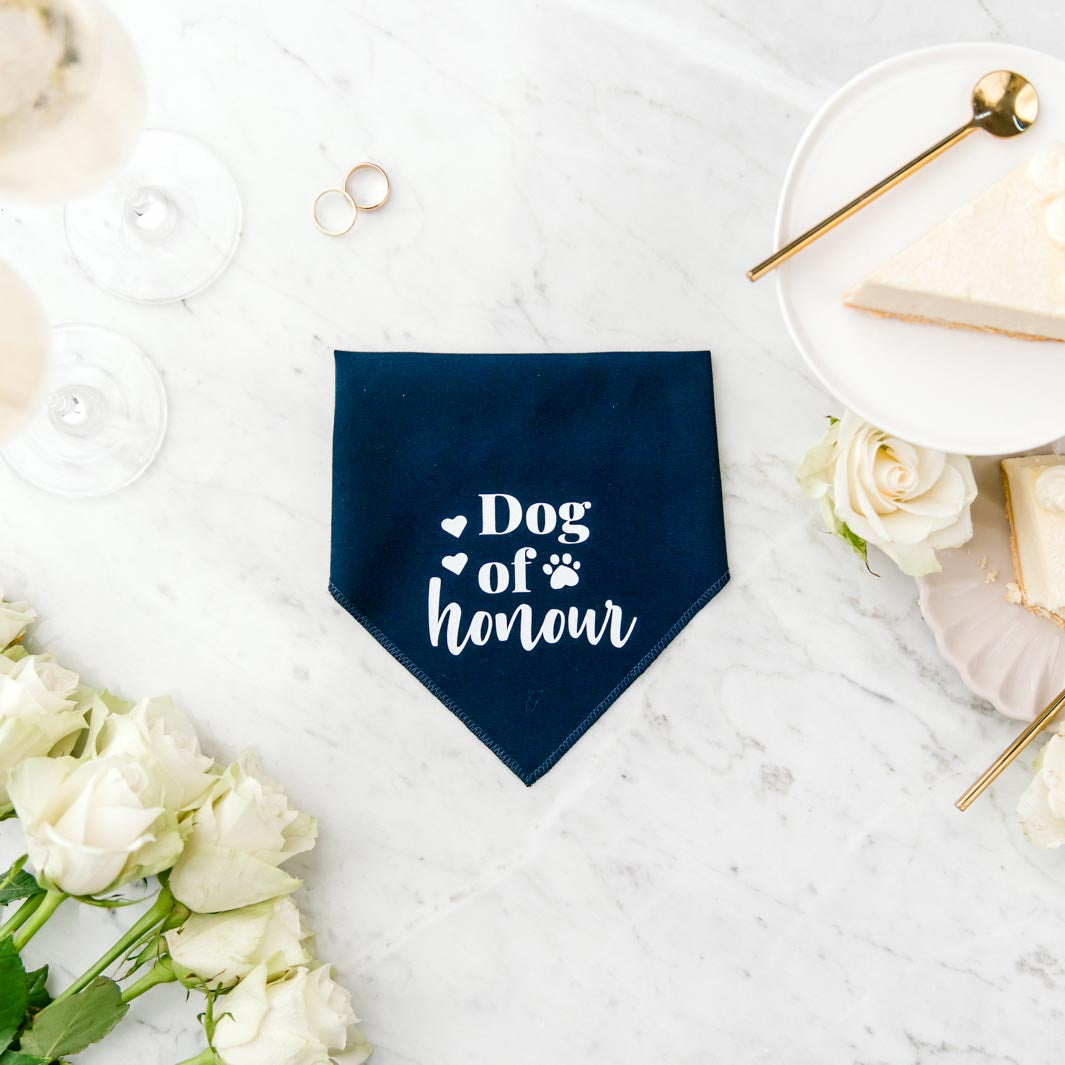 "Dog of honour" Pawfect Celebrations navy bandana.