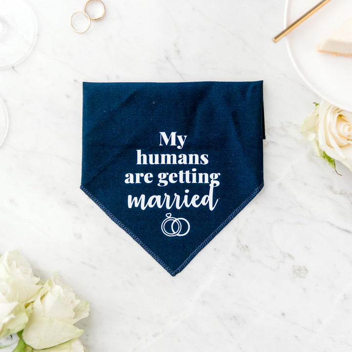 "My humans are getting married" Pawfect Celebrations navy bandana.