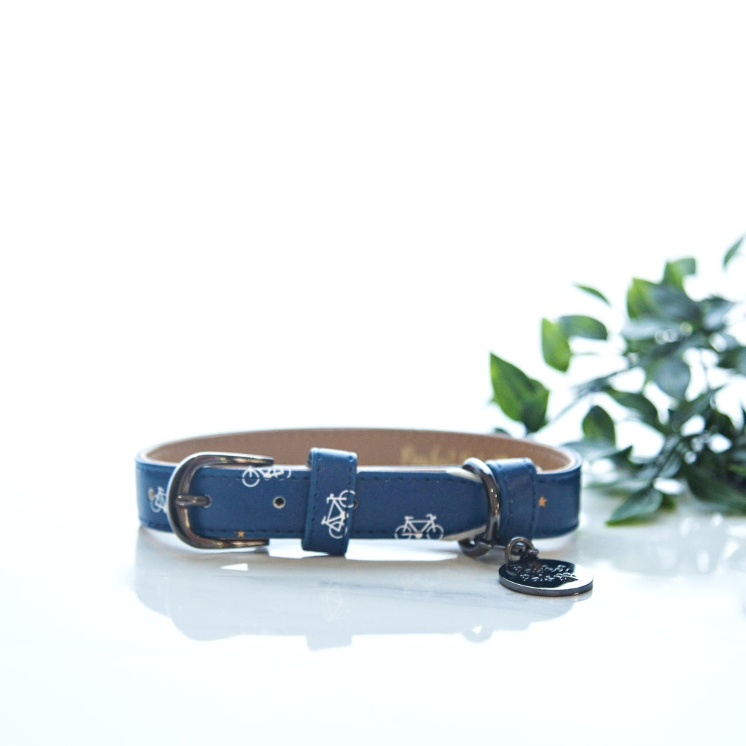 Raise the Woof - Bikes vegan leather dog collar.