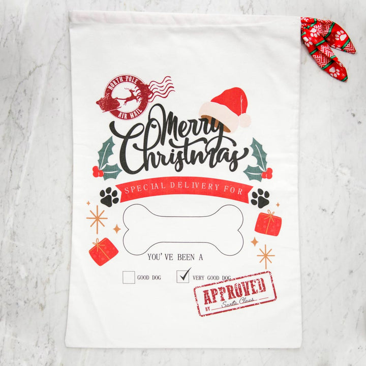 Pawfect Pals customisable Santa Sack - Santa hat design.