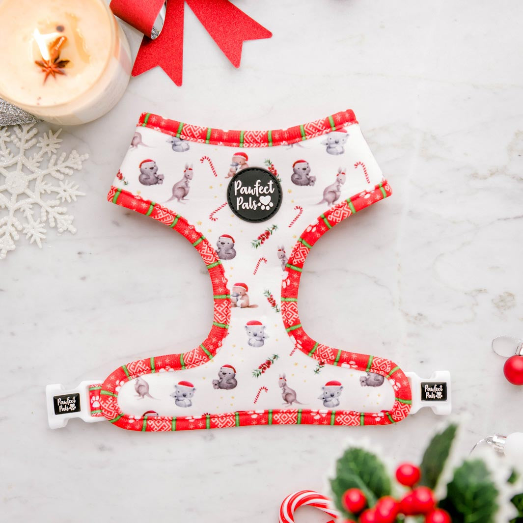 Aussie Animals Christmas side of the reversible harness.