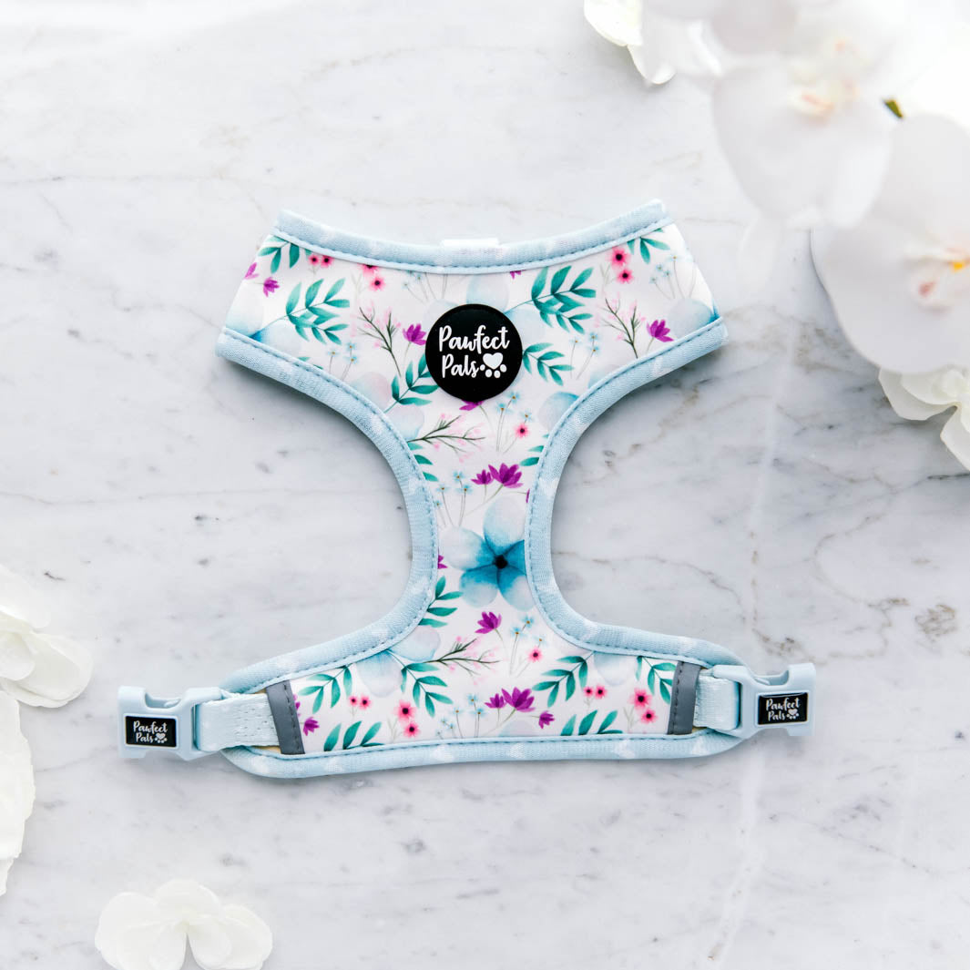 Flowers design on the Some'Bud'y to Love reversible harness.