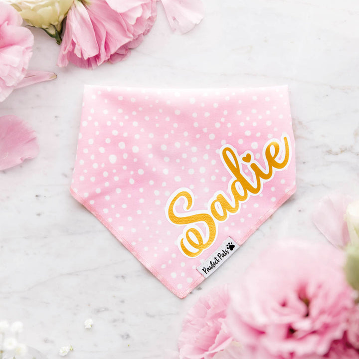 Think Pretty Thoughts - Pink Dots personalised cotton bandana.