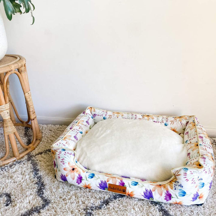 You Grow Girl snuggle bud dog bed with the cushion flipped.